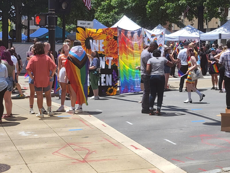 As soon as people were done reacting to the art itself, they moved on, which I found a PERFECT response. We deprived protestors of an audience without them even being able to tell nobody was listening